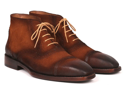 Paul Parkman Antique Suede Brown Cap Toe Ankle Boots (ID#644BRW17) - Which Mark