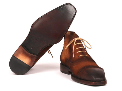Paul Parkman Antique Suede Brown Cap Toe Ankle Boots (ID#644BRW17) - Which Mark