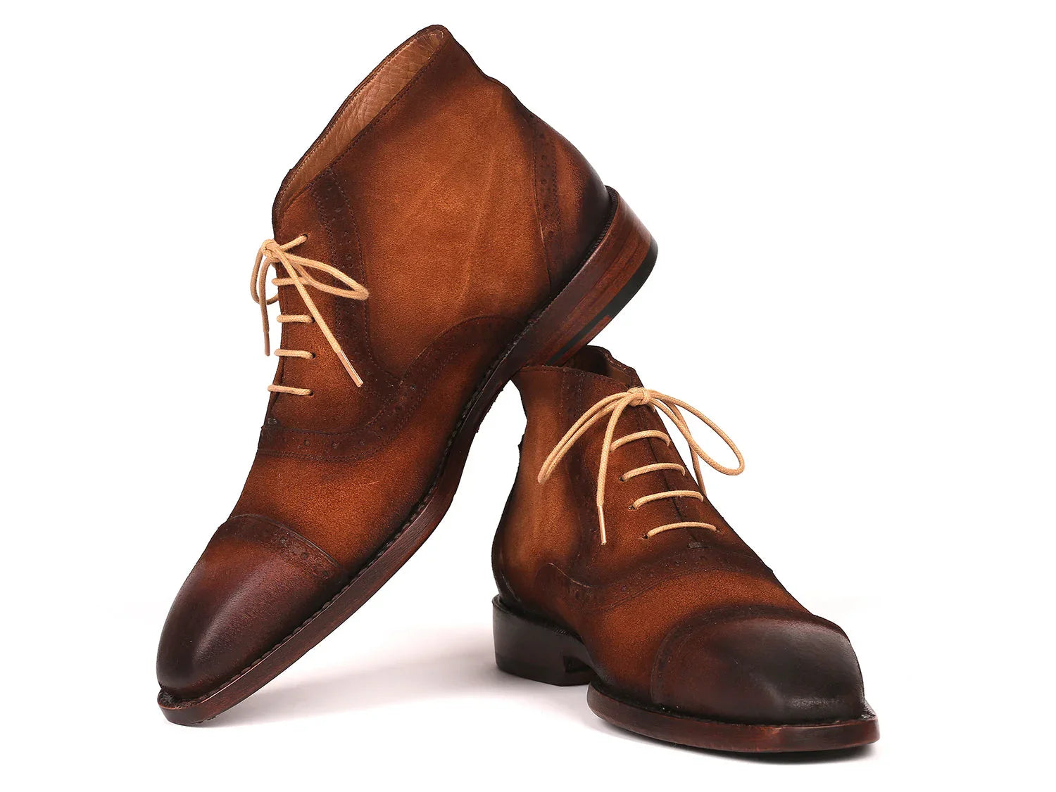 Paul Parkman Antique Suede Brown Cap Toe Ankle Boots (ID#644BRW17) - Which Mark
