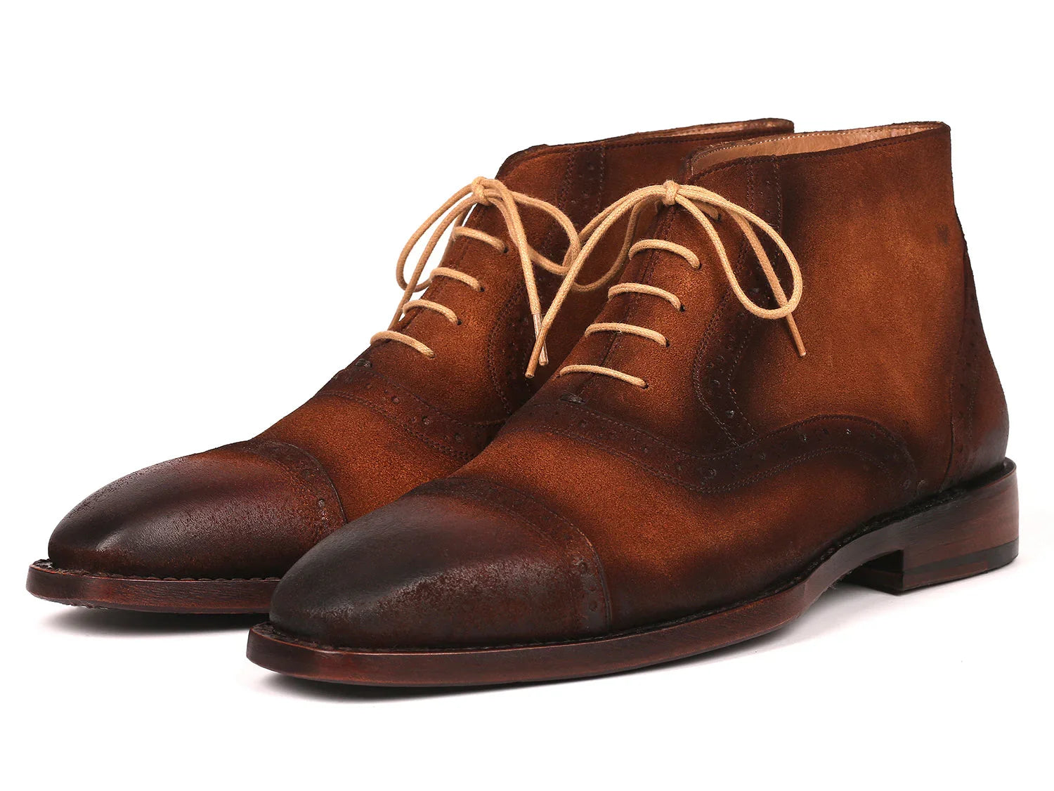 Paul Parkman Antique Suede Brown Cap Toe Ankle Boots (ID#644BRW17) - Which Mark