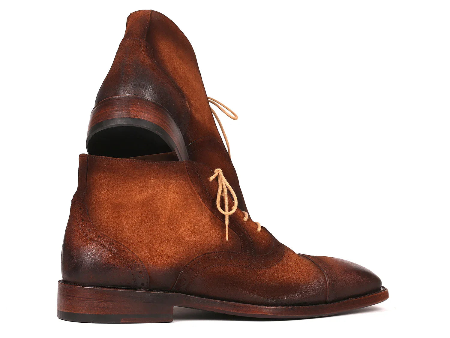 Paul Parkman Antique Suede Brown Cap Toe Ankle Boots (ID#644BRW17) - Which Mark