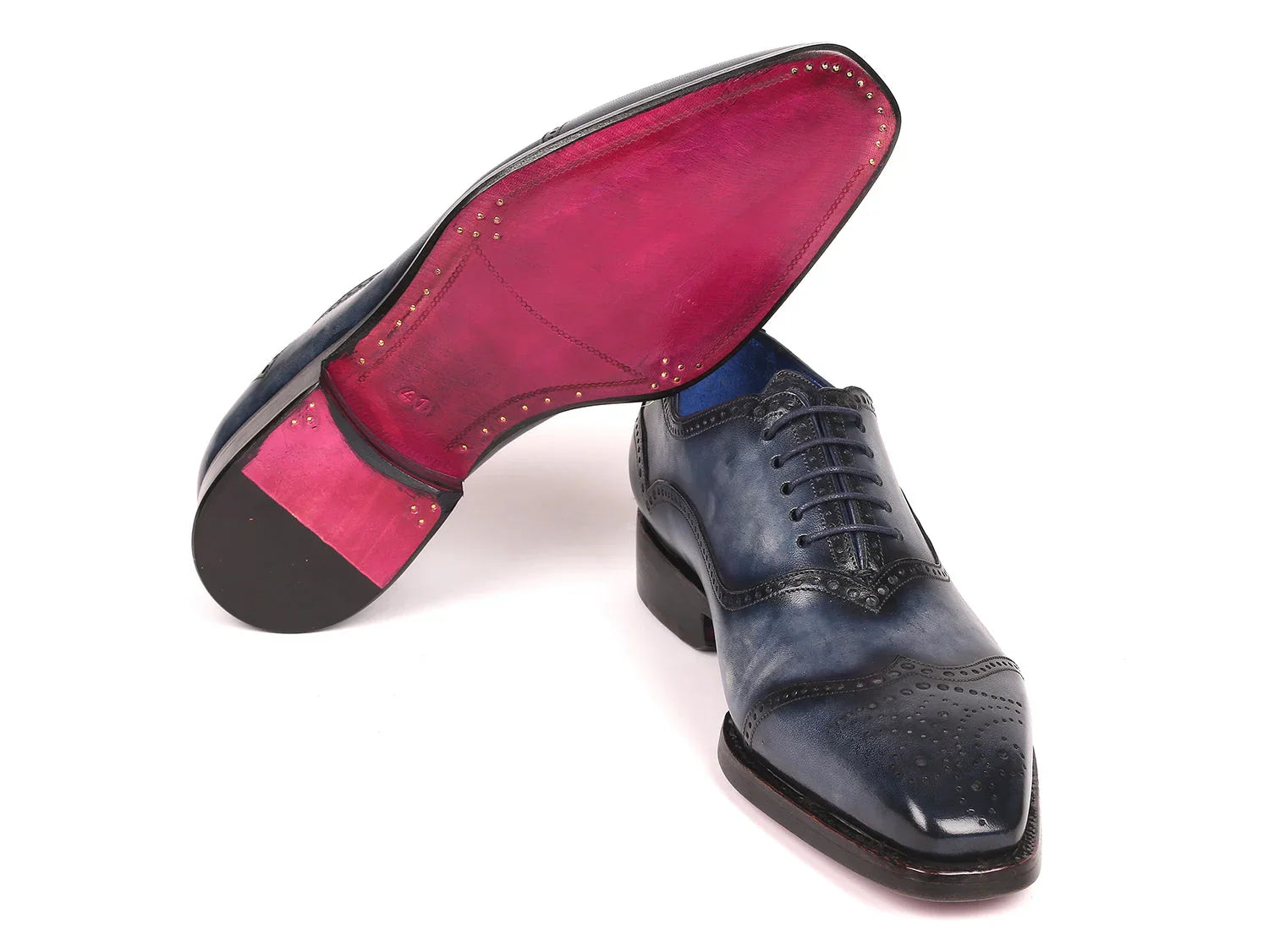 Paul Parkman Men's Goodyear Welted Oxford Shoes Navy (ID#094-NVY) - Which Mark