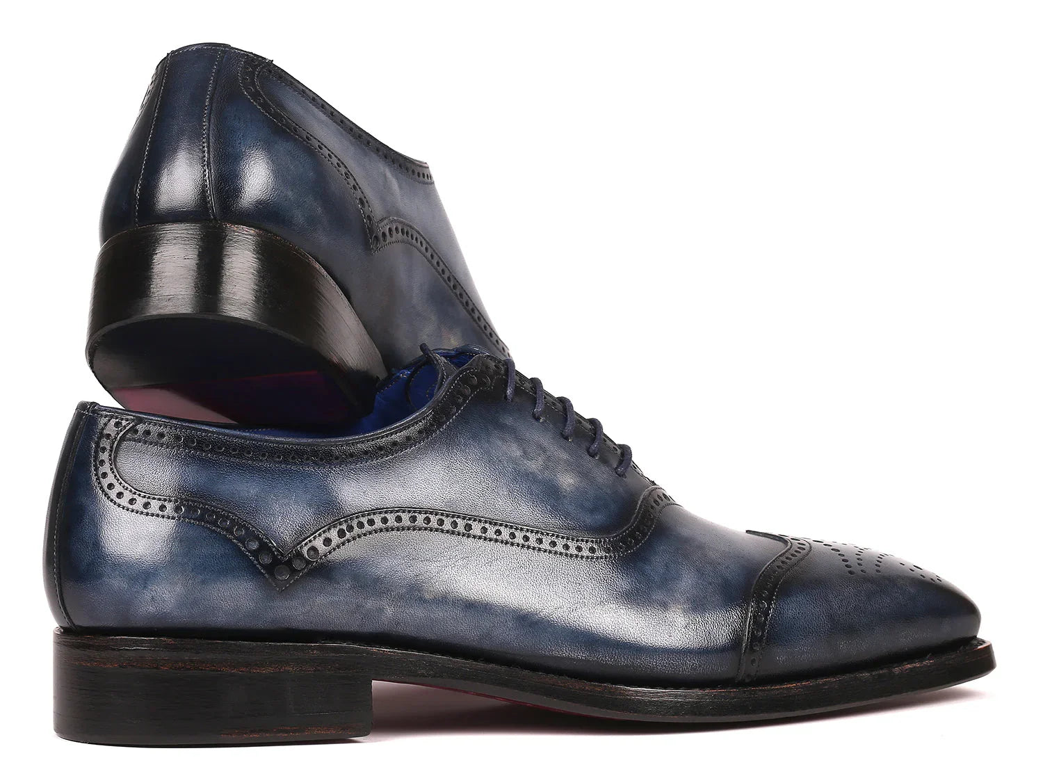 Paul Parkman Men's Goodyear Welted Oxford Shoes Navy (ID#094-NVY) - Which Mark