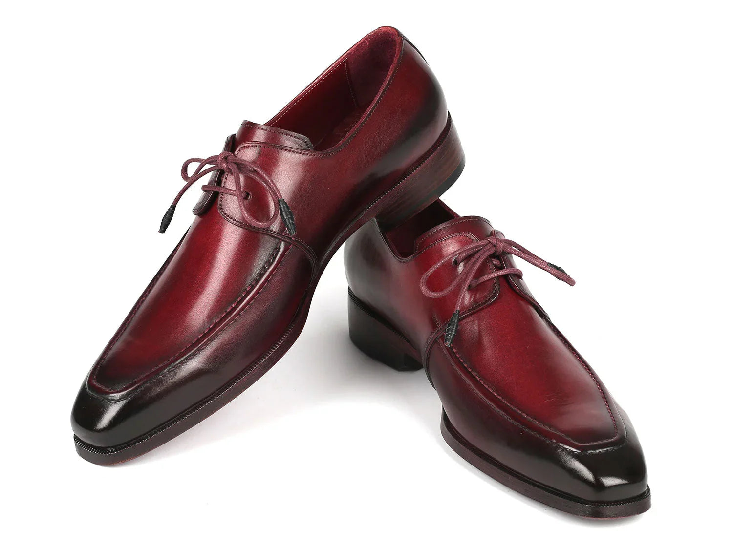 Paul Parkman Bordeaux Leather Apron Derby Shoes For Men (ID#13BRD92) - Which Mark