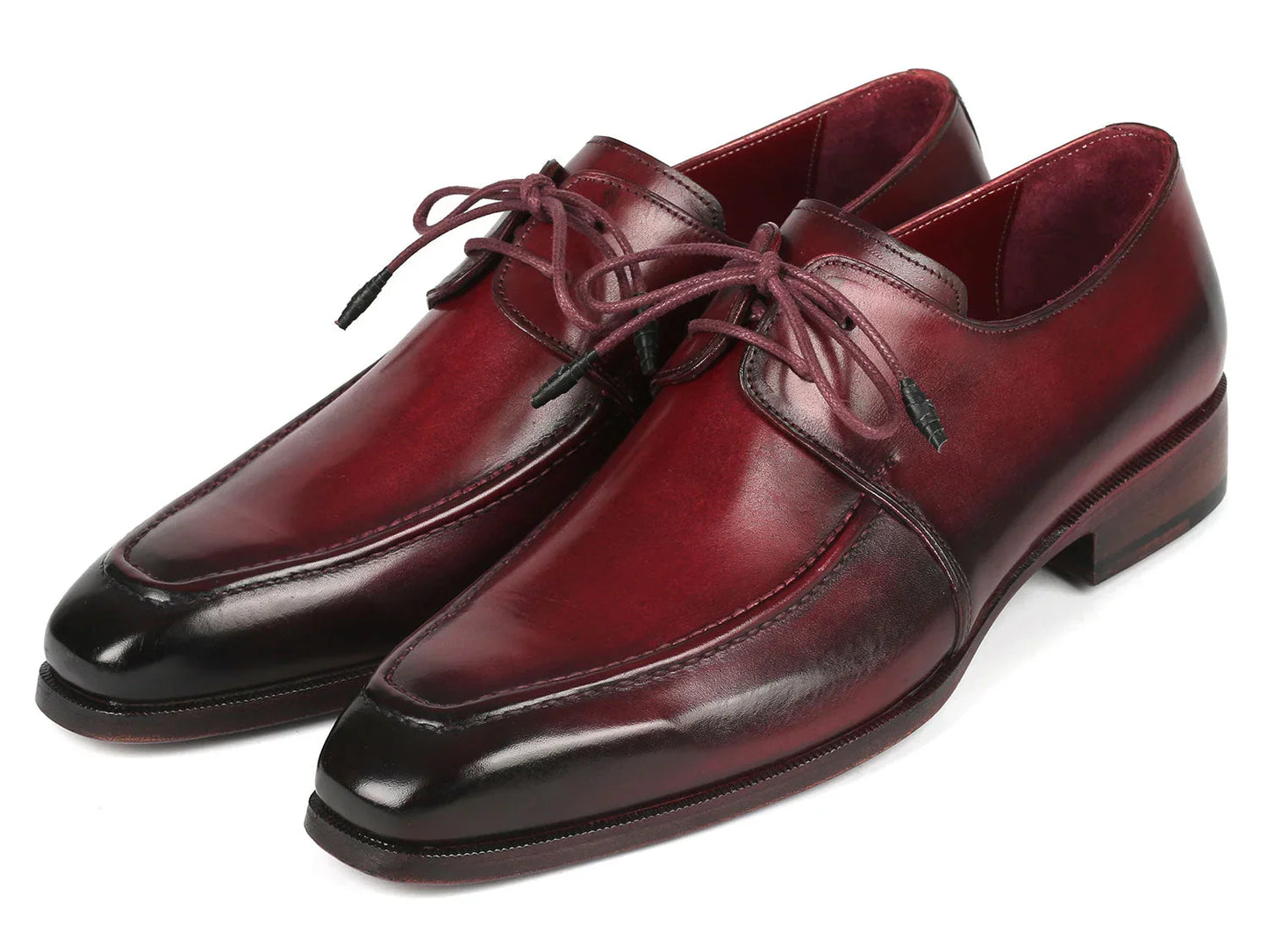 Paul Parkman Bordeaux Leather Apron Derby Shoes For Men (ID#13BRD92) - Which Mark