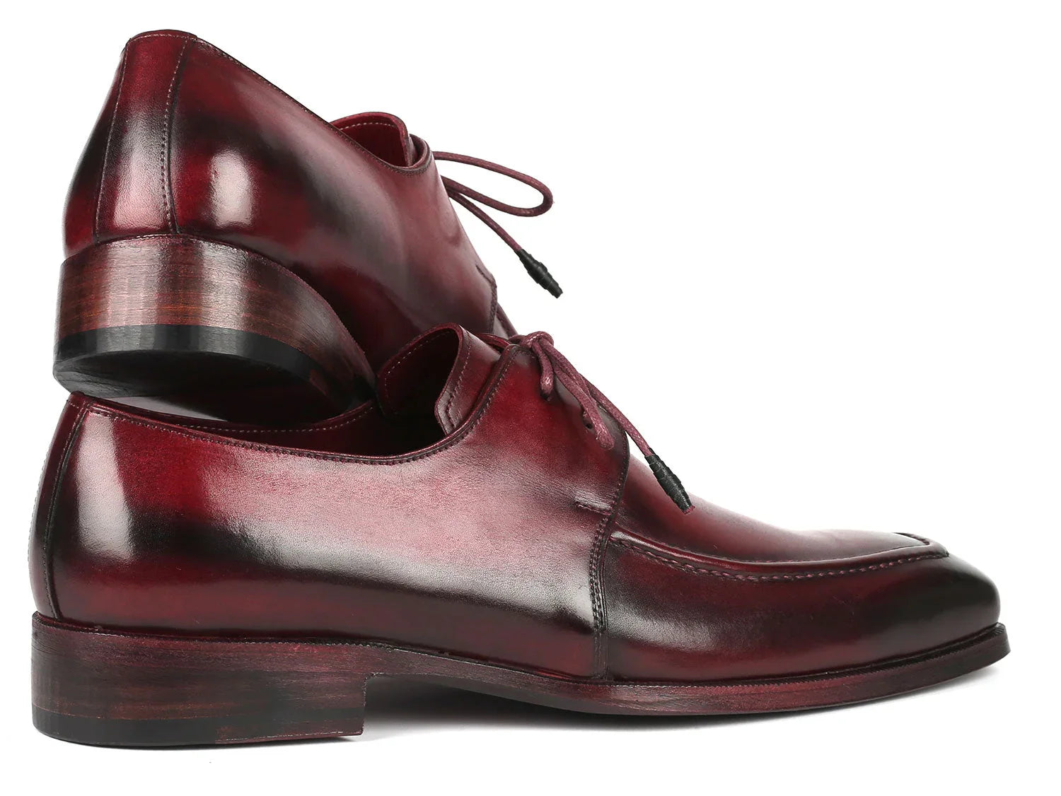 Paul Parkman Bordeaux Leather Apron Derby Shoes For Men (ID#13BRD92) - Which Mark