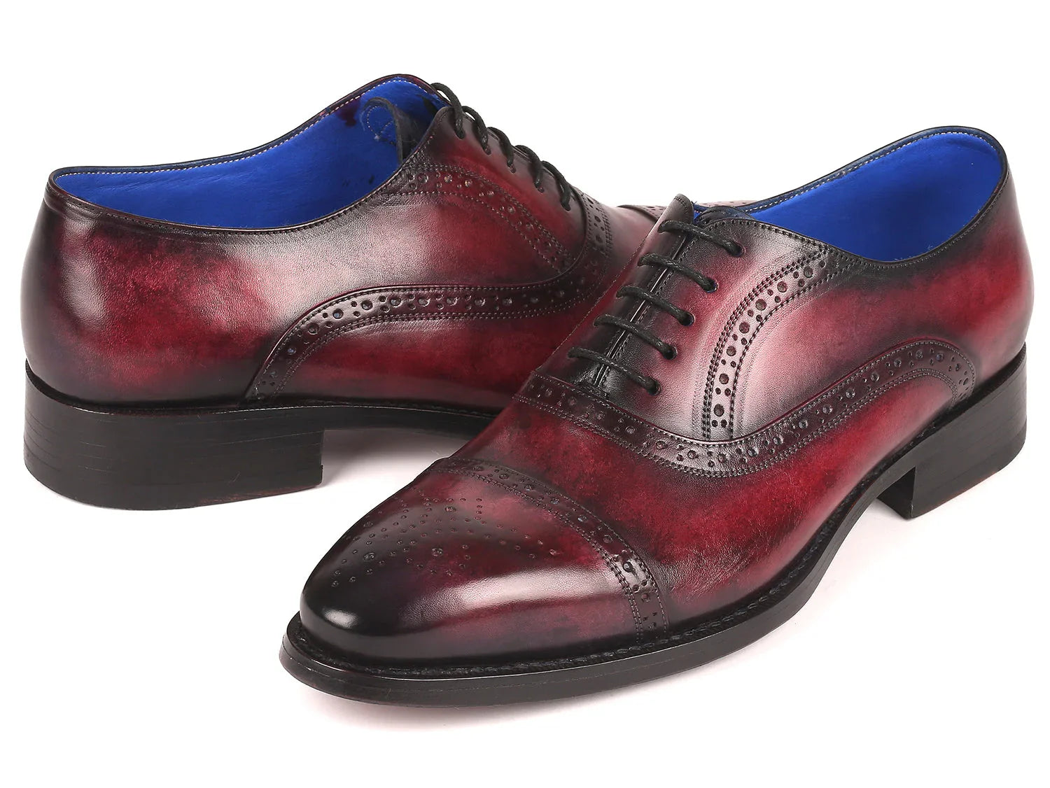 Paul Parkman Bordeaux Burnished Goodyear Welted Cap Toe Oxford Shoes - Which Mark