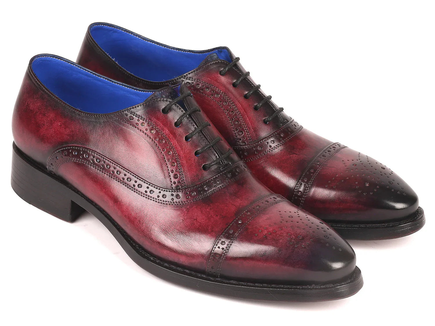 Paul Parkman Bordeaux Burnished Goodyear Welted Cap Toe Oxford Shoes - Which Mark