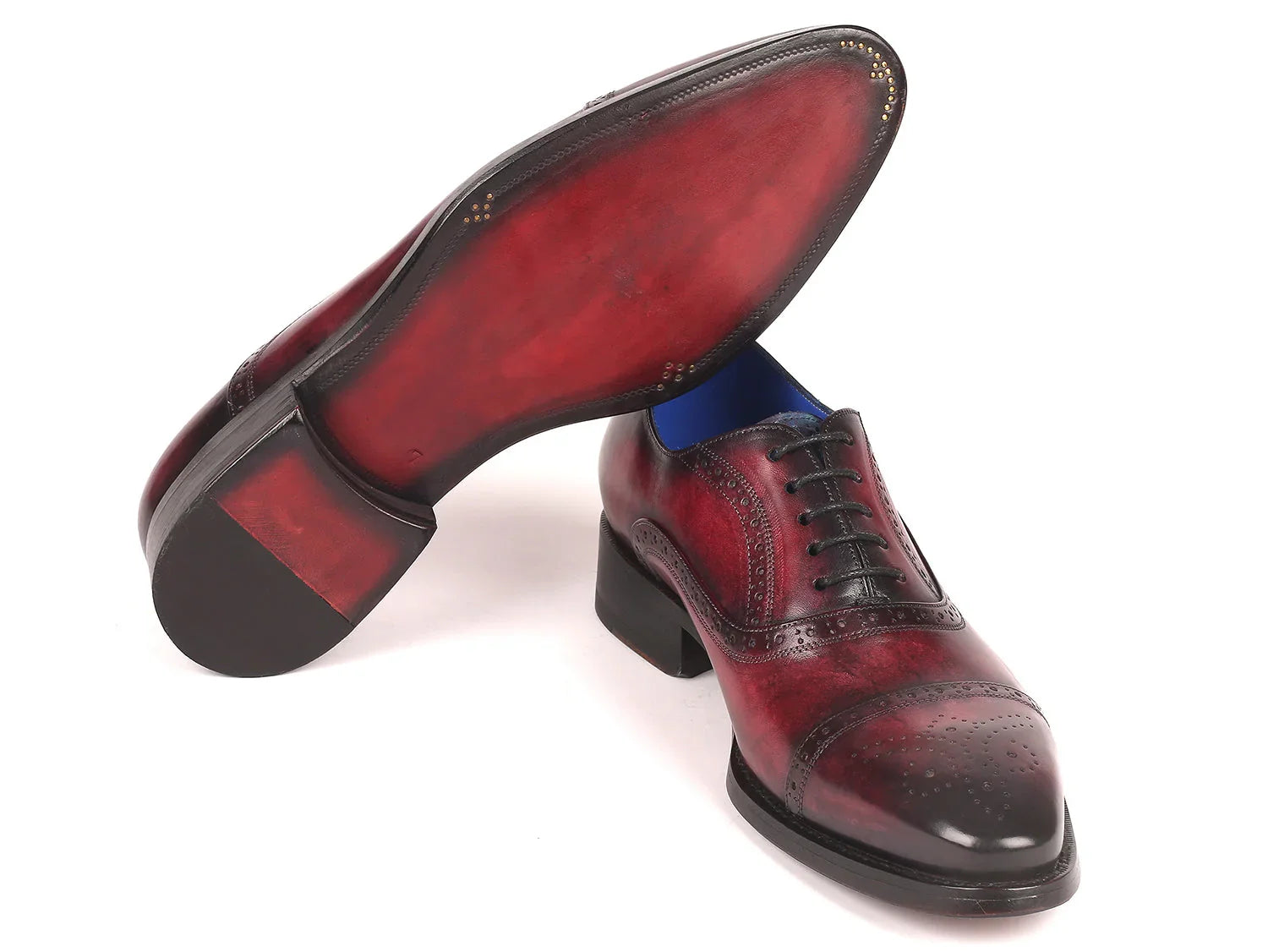 Paul Parkman Bordeaux Burnished Goodyear Welted Cap Toe Oxford Shoes - Which Mark