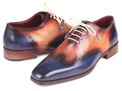 Paul Parkman Blue & Camel Wingtip Oxfords (ID#097BX11) - Which Mark