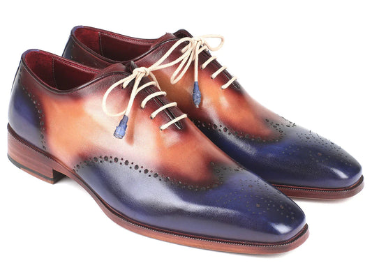Paul Parkman Blue & Camel Wingtip Oxfords (ID#097BX11) - Which Mark