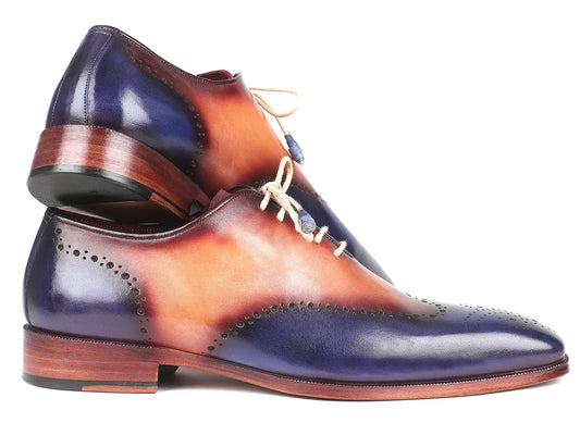 Paul Parkman Blue & Camel Wingtip Oxfords (ID#097BX11) - Which Mark