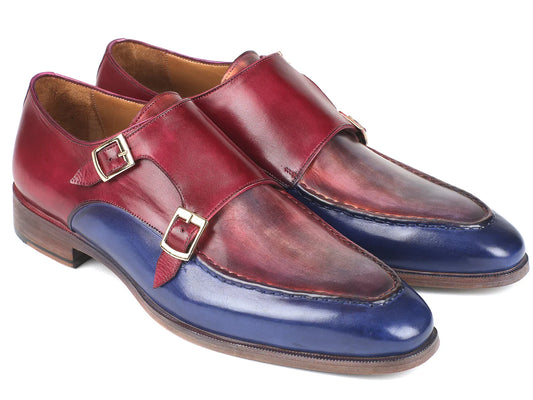 Paul Parkman Blue & Bordeaux Double Monkstraps (ID#SW533YR) - Which Mark