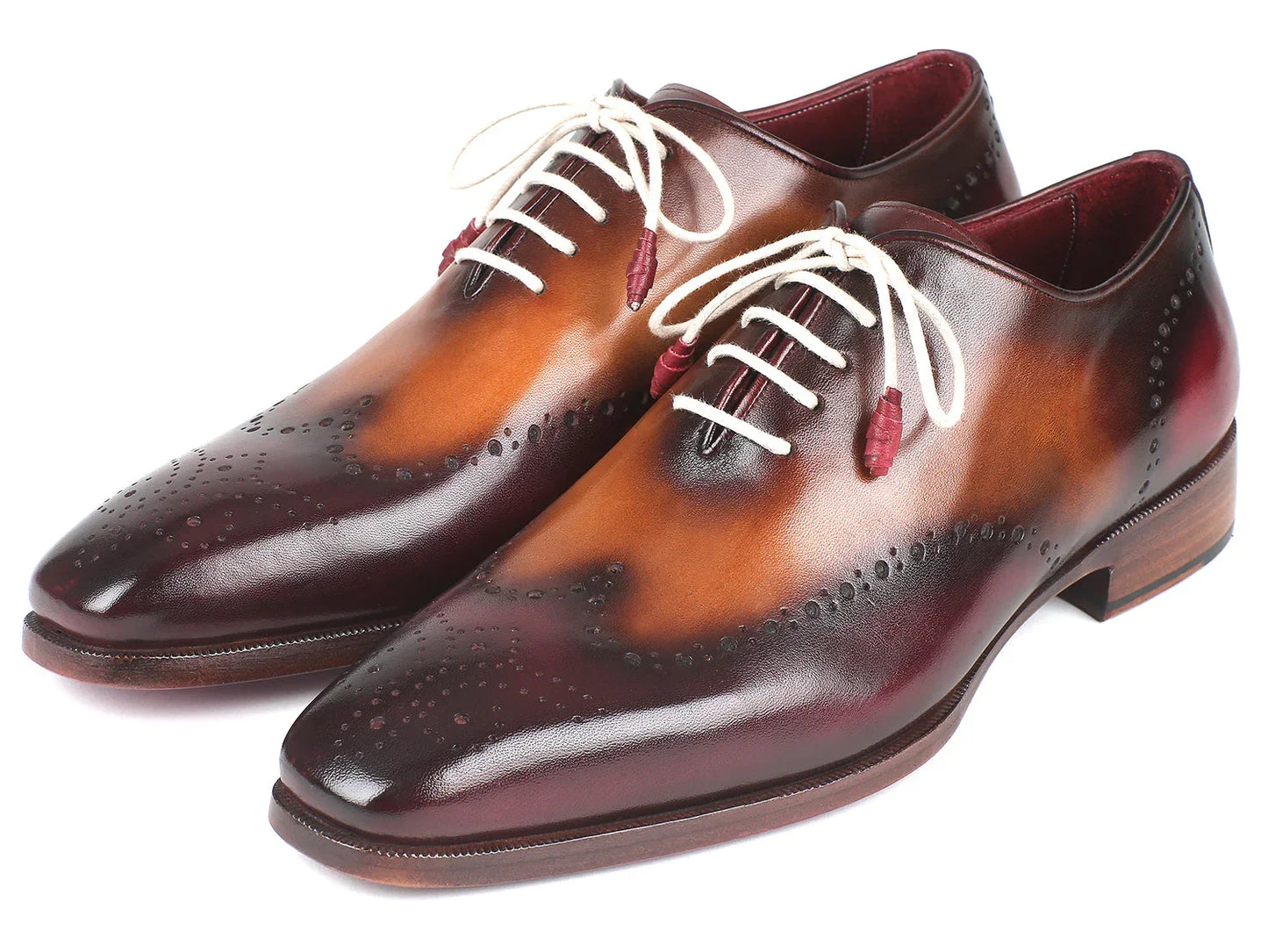 Paul Parkman Bordeaux & Camel Wingtip Oxfords (ID#097BY30) - Which Mark