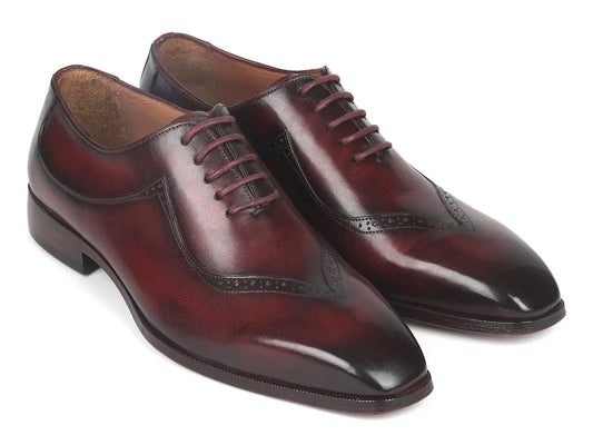 Paul Parkman Dark Bordeaux Hand-Painted Men's Oxfords (ID#35BRD25) - Which Mark