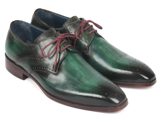Paul Parkman Men's Green Medallion Toe Derby Shoes (ID#6584-GRN) - Which Mark