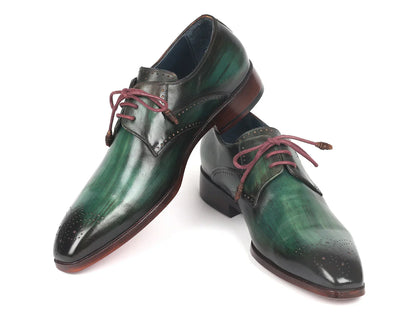 Paul Parkman Men's Green Medallion Toe Derby Shoes (ID#6584-GRN) - Which Mark