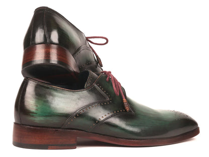 Paul Parkman Men's Green Medallion Toe Derby Shoes (ID#6584-GRN) - Which Mark