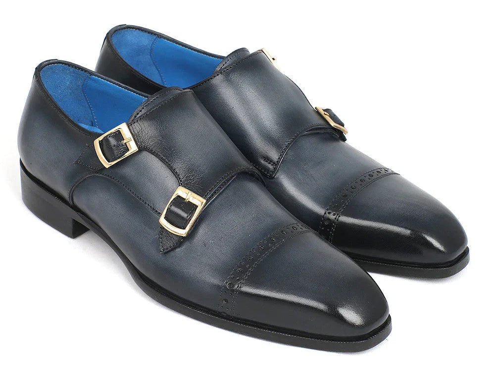 Paul Parkman Captoe Double Monkstraps Navy (ID#045NVY62) - Which Mark