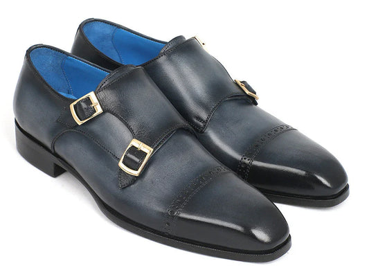 Paul Parkman Captoe Double Monkstraps Navy (ID#045NVY62) - Which Mark