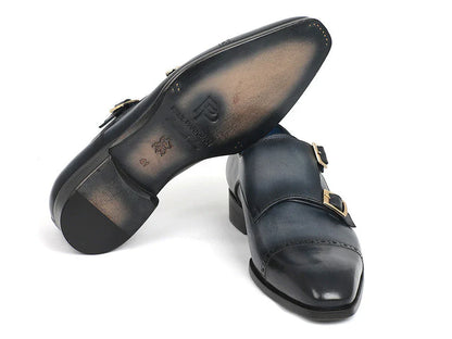 Paul Parkman Captoe Double Monkstraps Navy (ID#045NVY62) - Which Mark