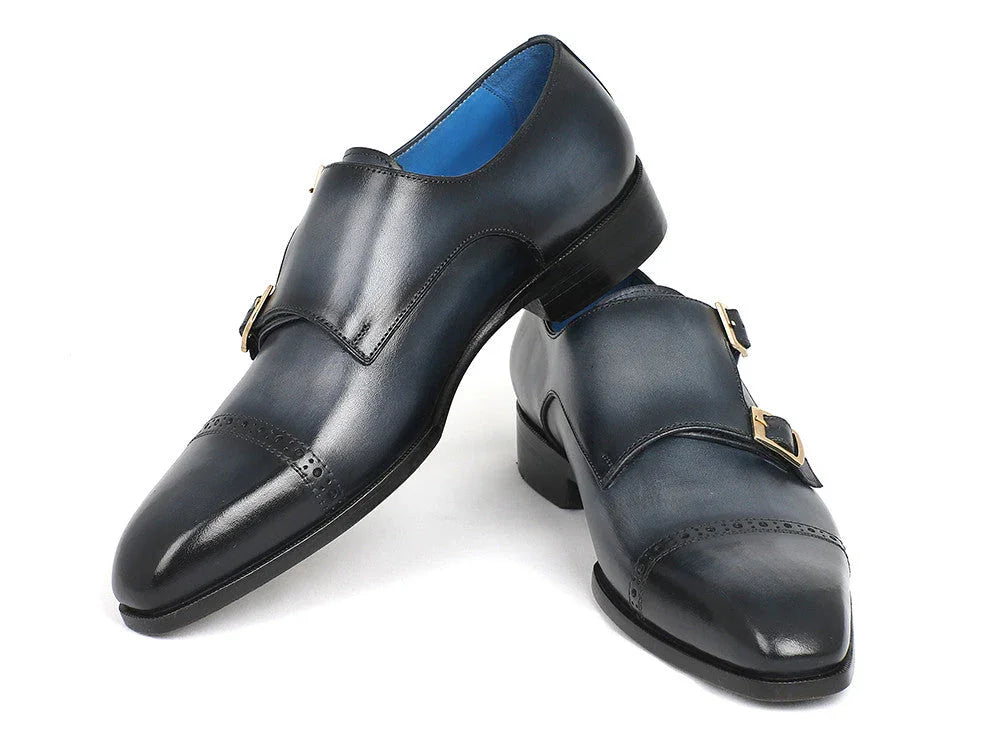 Paul Parkman Captoe Double Monkstraps Navy (ID#045NVY62) - Which Mark