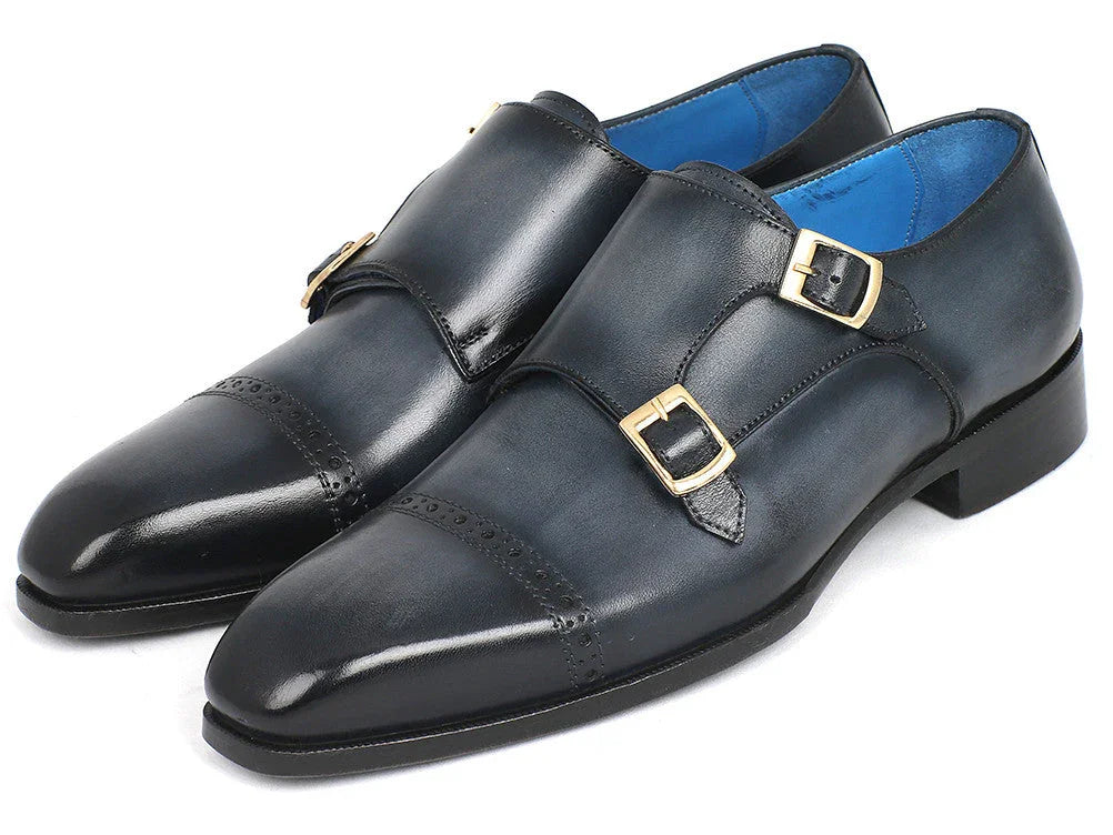 Paul Parkman Captoe Double Monkstraps Navy (ID#045NVY62) - Which Mark