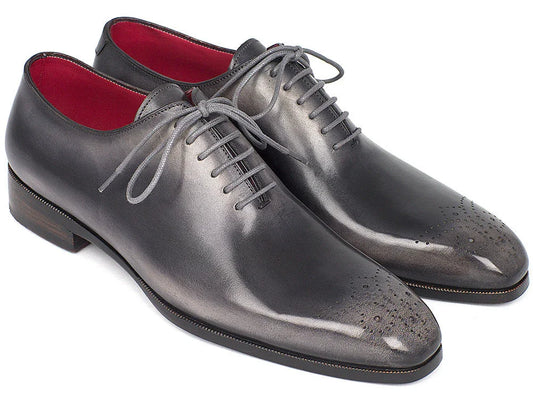 Paul Parkman Men's Gray & Black Wholecut Oxfords (ID#KR254GRY) - Which Mark