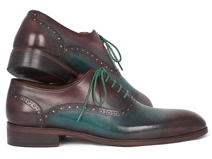 Paul Parkman Men's Green & Bordeaux Plain Toe Oxfords (ID#GH88BB) - Which Mark
