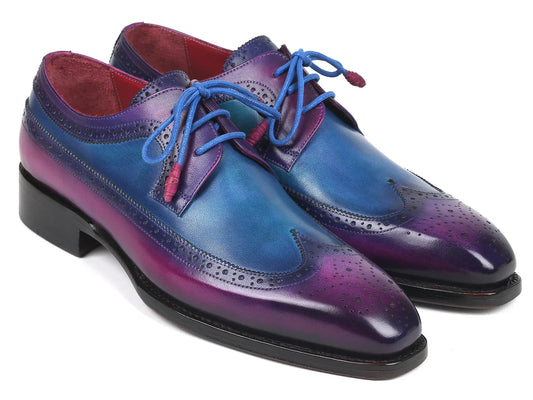 Paul Parkman Goodyear Welted Wingtip Derby Shoes Purple & Blue - Which Mark