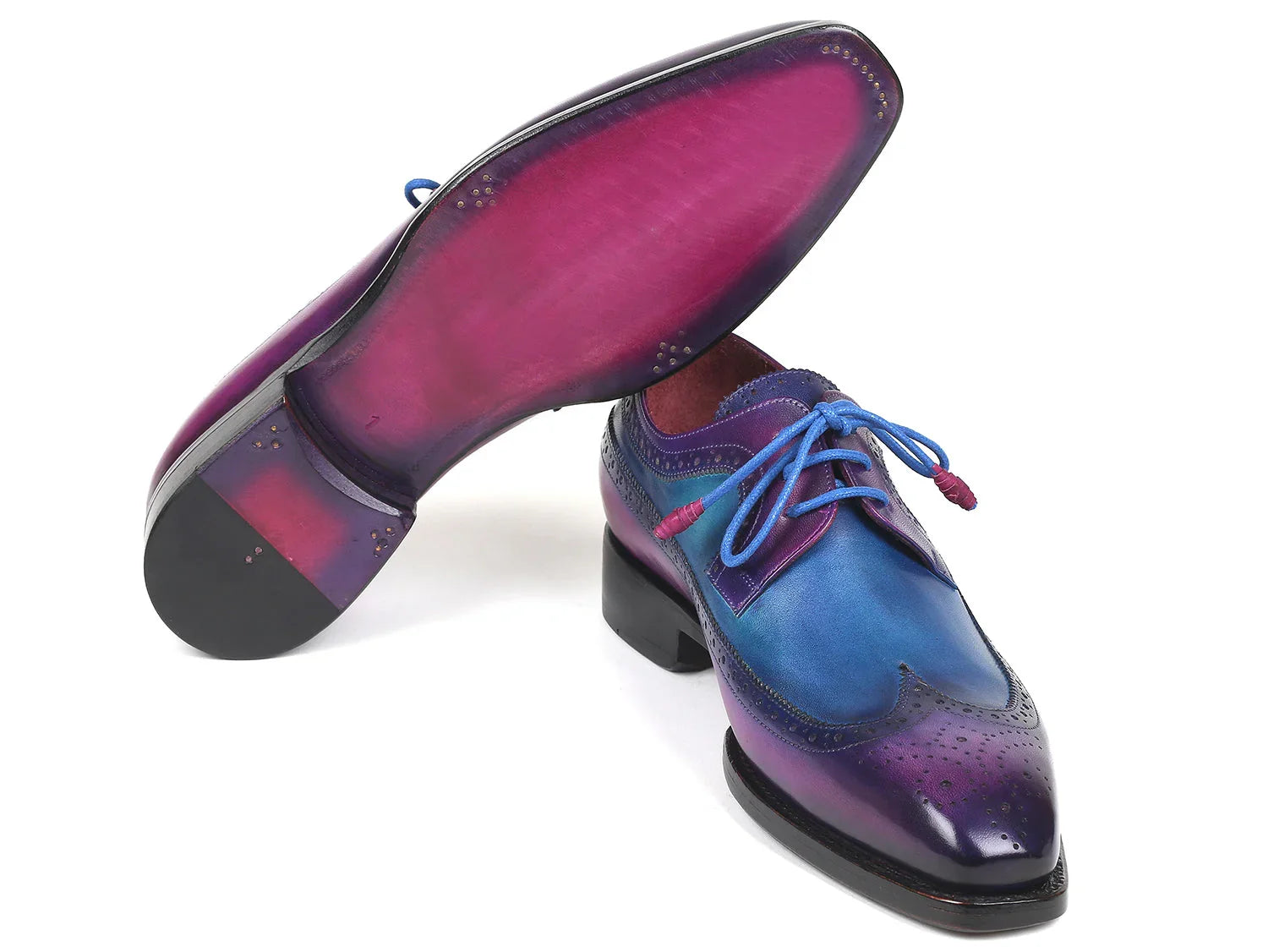 Paul Parkman Goodyear Welted Wingtip Derby Shoes Purple & Blue - Which Mark