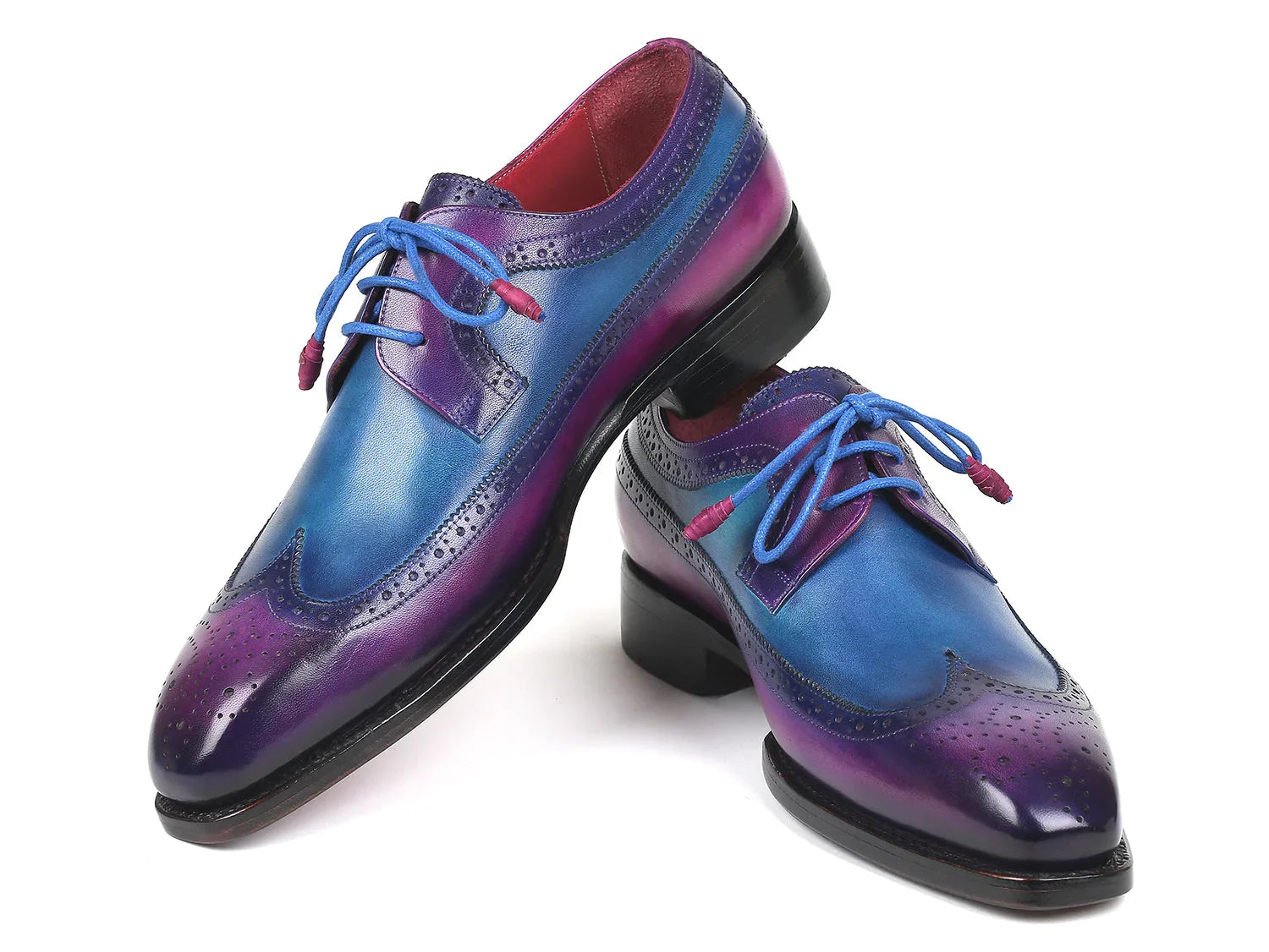 Paul Parkman Goodyear Welted Wingtip Derby Shoes Purple & Blue - Which Mark