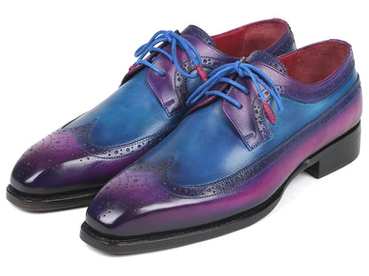 Paul Parkman Goodyear Welted Wingtip Derby Shoes Purple & Blue - Which Mark