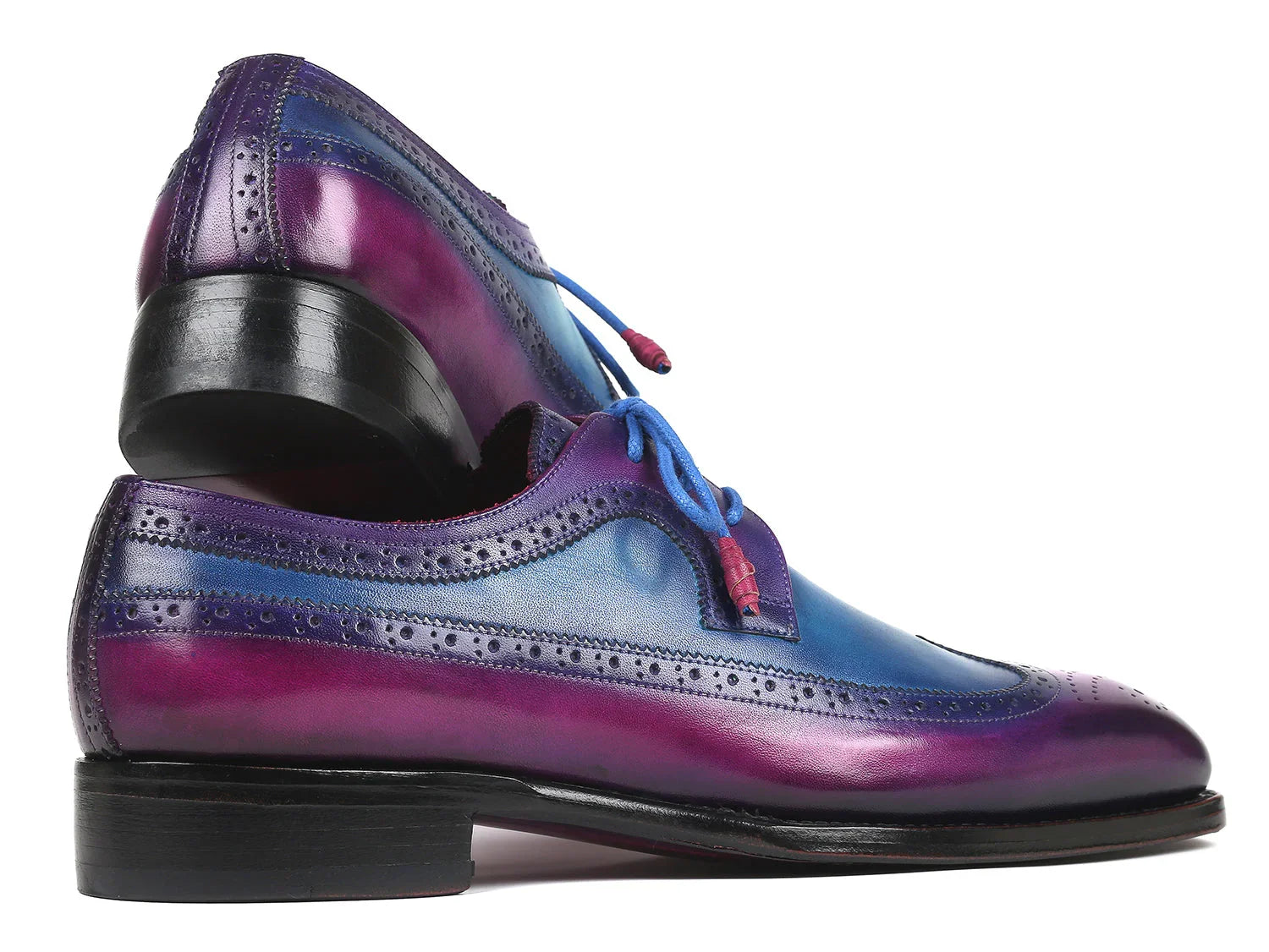 Paul Parkman Goodyear Welted Wingtip Derby Shoes Purple & Blue - Which Mark