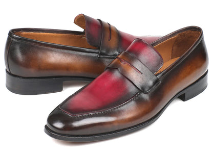 Paul Parkman Brown & Bordeaux Dual Tone Loafers for Men (ID#10BB22) - Which Mark