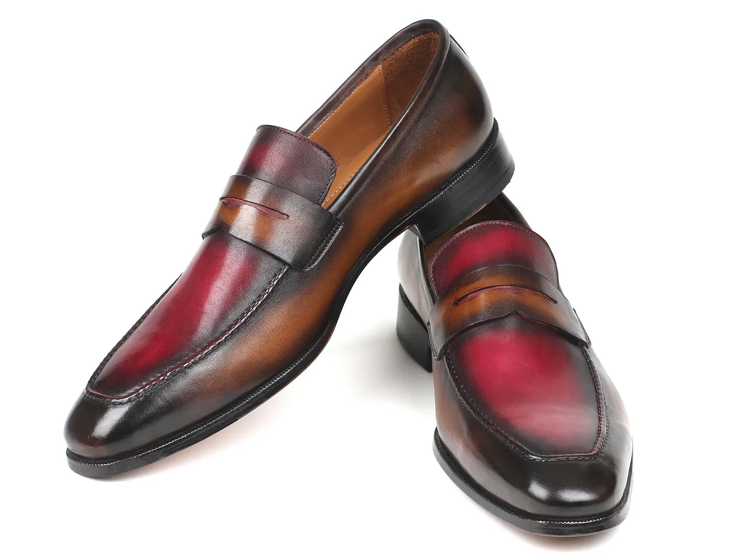 Paul Parkman Brown & Bordeaux Dual Tone Loafers for Men (ID#10BB22) - Which Mark