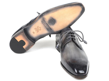 Paul Parkman Men's Gray Medallion Toe Derby Shoes (ID#6584-GRY) - Which Mark