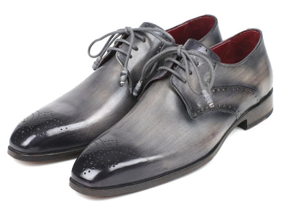 Paul Parkman Men's Gray Medallion Toe Derby Shoes (ID#6584-GRY) - Which Mark