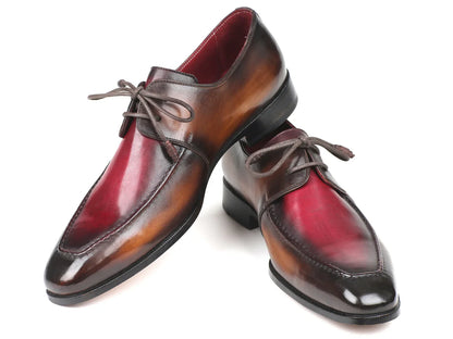 Paul Parkman Brown & Bordeaux Dual Tone Apron Derby Shoes (ID#33BB12) - Which Mark