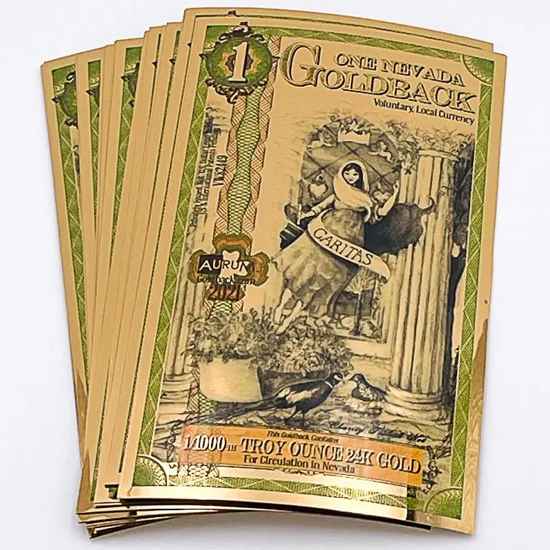 NEVADA Goldback 1 Note Aurum (20 Pack) - 24k Gold Bills Random Year - Which Mark