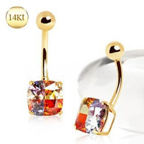 14Kt Yellow Gold Navel Ring with Miracle Cubic - Which Mark