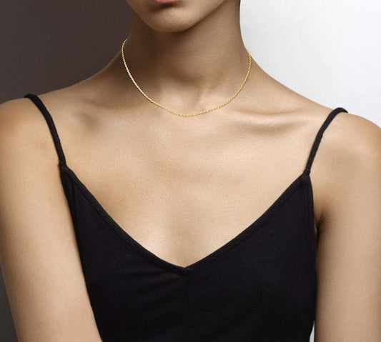 14k Gold Yellow Thin Hollow Rope Chain 16"-24" - Which Mark