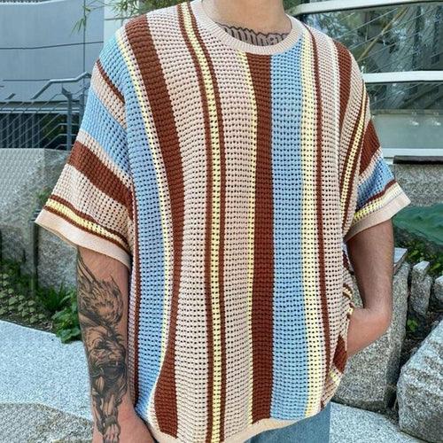 Round Neck Short Sleeve Thin Knitted T-shirt Men - Which Mark