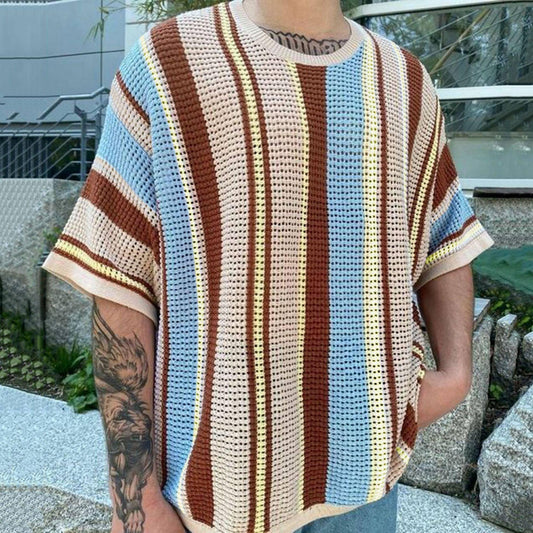 Round Neck Short Sleeve Thin Knitted T-shirt Men - Which Mark