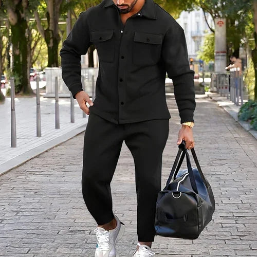 A Suede Single-breasted Solid Color Slim Fit Two-piece Suit Men - Which Mark