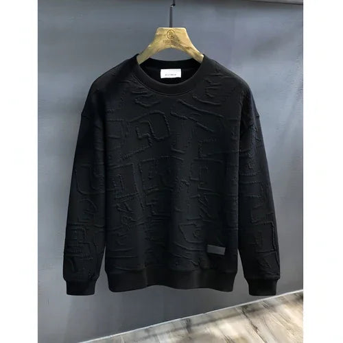 Texture Jacquard Heavy Round Neck Sweater Men's Autumn New - Which Mark