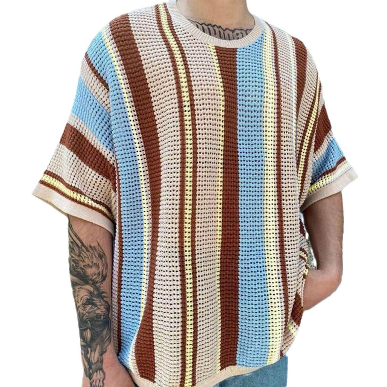 Round Neck Short Sleeve Thin Knitted T-shirt Men - Which Mark