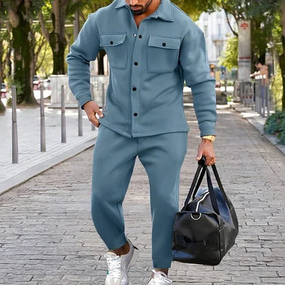 A Suede Single-breasted Solid Color Slim Fit Two-piece Suit Men - Which Mark