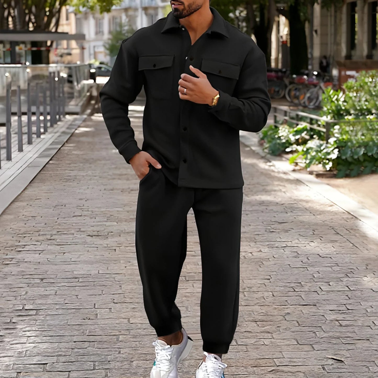 A Suede Single-breasted Solid Color Slim Fit Two-piece Suit Men - Which Mark
