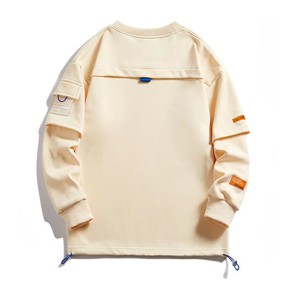 Men's Same Long Sleeve Round Neck Lazy Style Top Undershirt Sweater - Which Mark